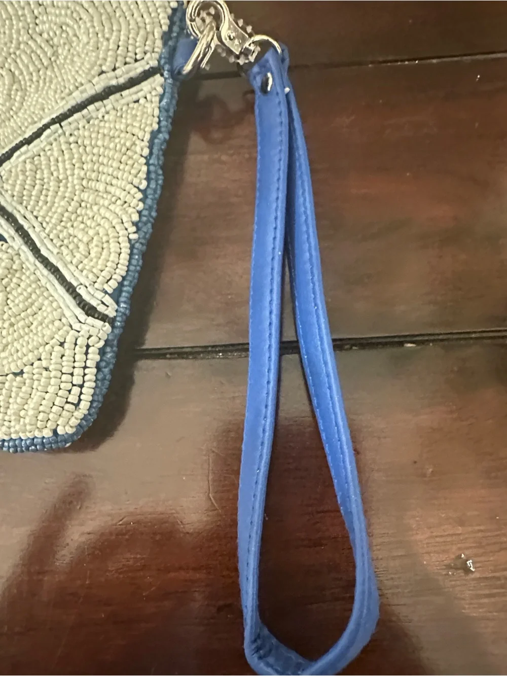 House of Harlow 1960 Blue and White Beaded Eye Motif Wristlet